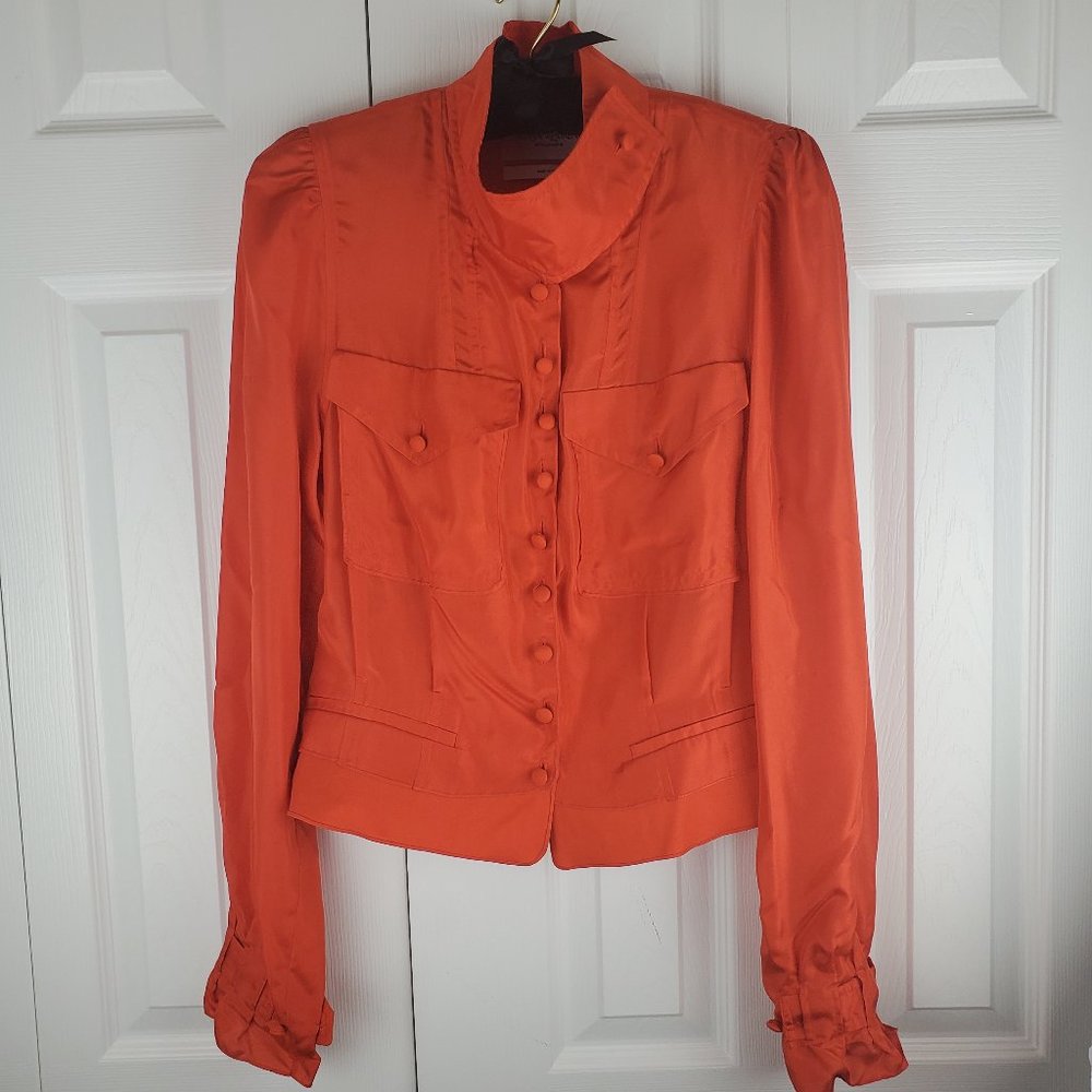 YSL Rive Gauche Silk Blouse Sz 38/US 6 Deep Orange